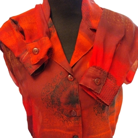 FLEURS by Elegant Additions Sheer Tunic Blouse - Picture 3 of 3